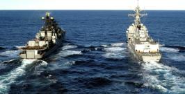 БПК &quotАдмирал Трибуц&quot, танкер &quotПеченга&quot и морской буксир  МБ-37 держат курс к родным берега Пресс-служба ВВО по ТОФ